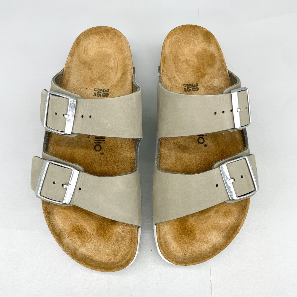 Birkenstock Papillio Arizona Platform Sandals Womens 38 7 N Dove Gray Leather